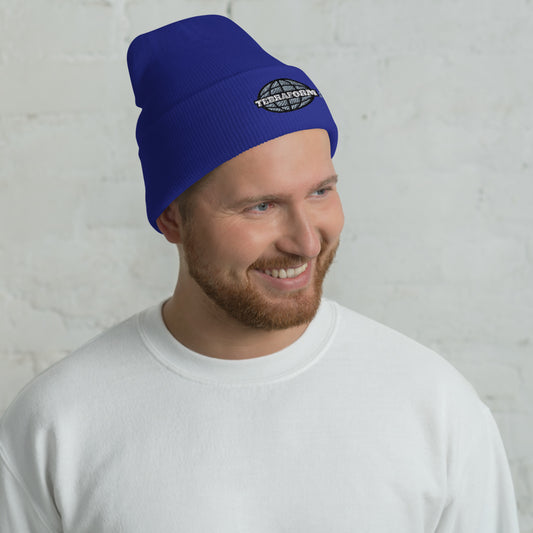 Terraform Skateboards back and white Cuffed Beanie