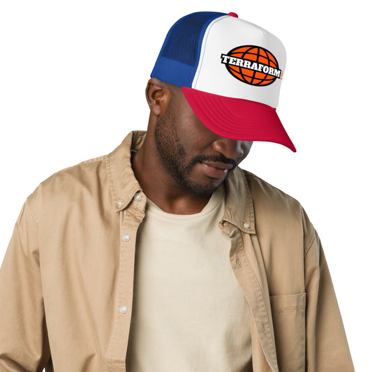 Terraform Skateboards foam trucker hat color logo