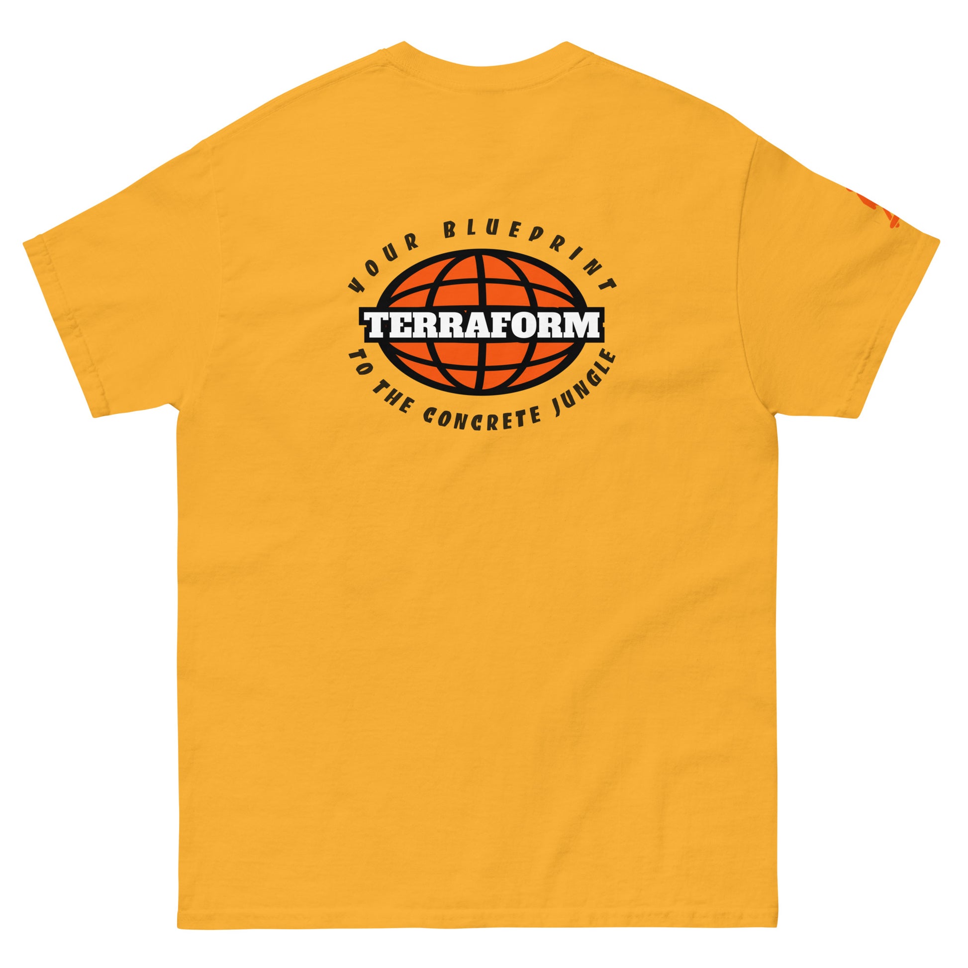 Terraform Skateboards concrete jungle tee gold back
