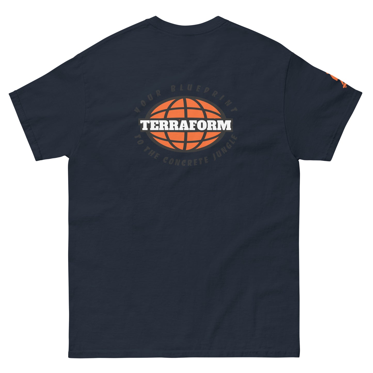 Terraform Skateboards concrete jungle tee navy back