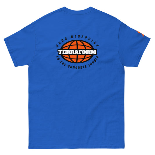 Terraform Skateboards concrete jungle tee royal back